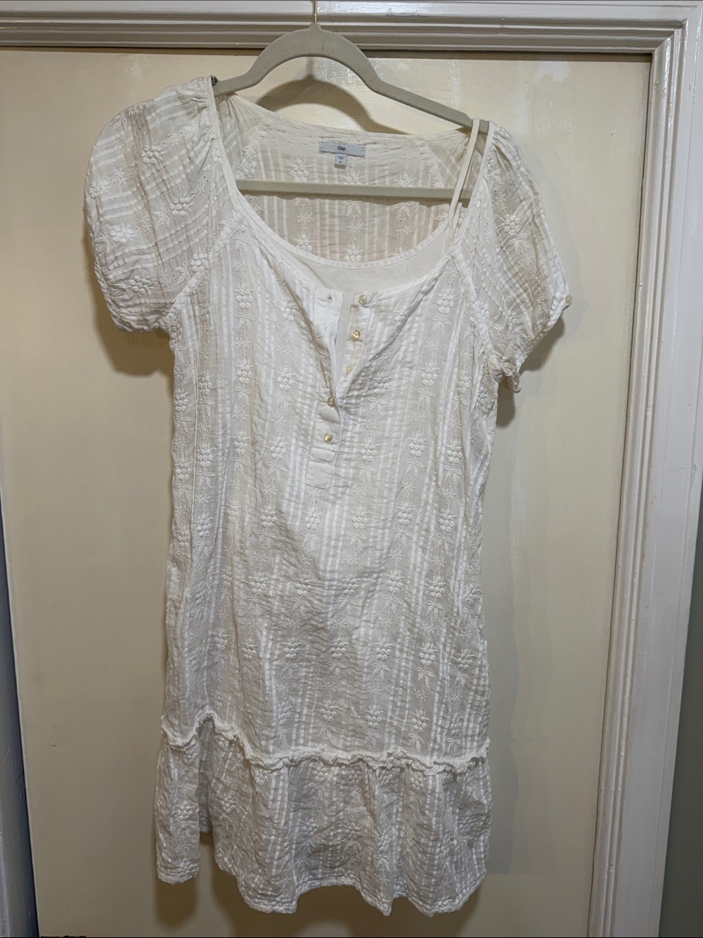 GAP White Textured Button-Front Tunic